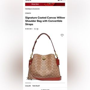 Coach Canvas Willow shoulder bag with convertible straps!